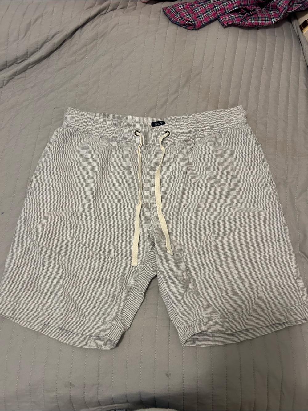 J. Crew Light Gray Striped Knit Drawstring Shorts